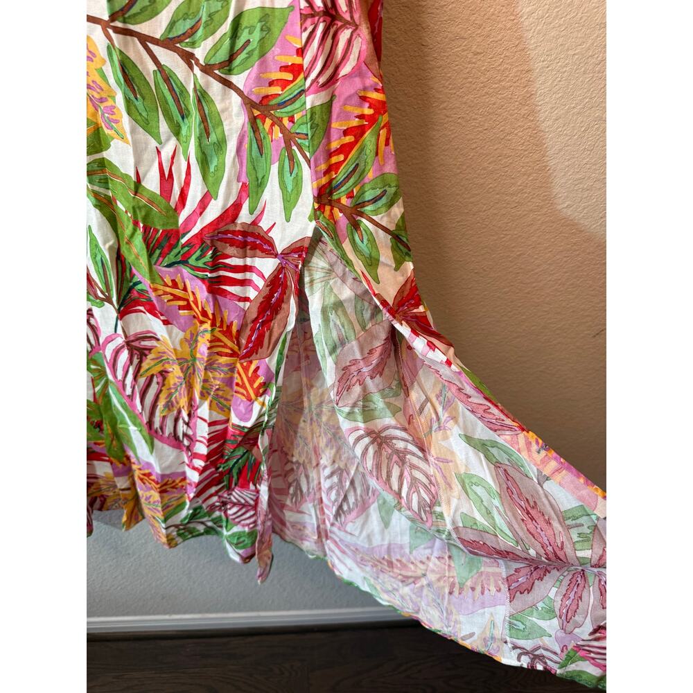 NWT Zara Tropical Ruffled Straps Smocked Midi Dress Multicolor Women's Size XL - Picture 4 of 5